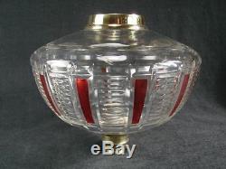 Very Large Victorian Clear Facet Cut Crystal Oil Lamp Font, Cranberry Decoration