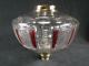 Very Large Victorian Clear Facet Cut Crystal Oil Lamp Font, Cranberry Decoration
