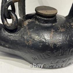 Very RARE Victorian A C Wells & Co No 15 Miners Cast Iron Oil Single Torch Lamp