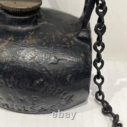 Very RARE Victorian A C Wells & Co No 15 Miners Cast Iron Oil Single Torch Lamp