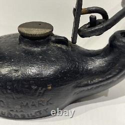 Very RARE Victorian A C Wells & Co No 15 Miners Cast Iron Oil Single Torch Lamp