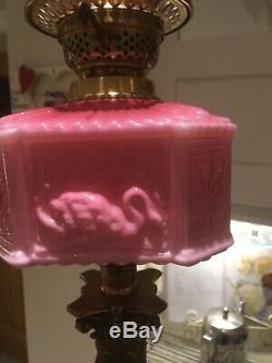 Very Rare Victorian Matching Swan Oil Lamp