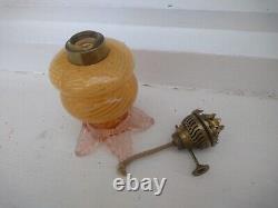 Very Rare Yellow Swirl & Cranberry Miniature Oil Lamp Victorian