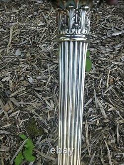 Very large 18 Antique Silver plated Corinthian Column oil lamp base