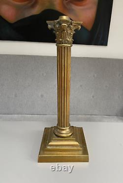 Very large brass corinthian column oil lamp base