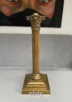 Very large brass corinthian column oil lamp base