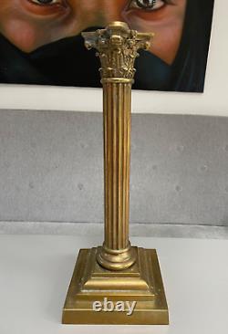 Very large brass corinthian column oil lamp base