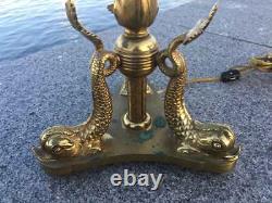 Victorian 3 dolphins bronze astral oil lamp Jno. Williams NYC 1884 Tiffany & Co