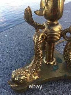 Victorian 3 dolphins bronze astral oil lamp Jno. Williams NYC 1884 Tiffany & Co