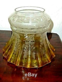 Victorian Acid Etched Duplex Oil Lamp Shade 1