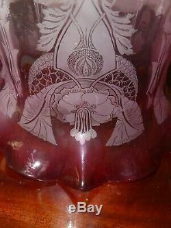 Victorian Acid Etched Duplex Oil Lamp Shade 2