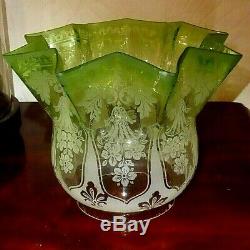 Victorian Acid Etched Duplex Oil Lamp Shade 4