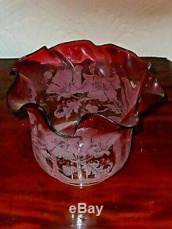 Victorian Acid Etched Duplex Oil Lamp Shade 7