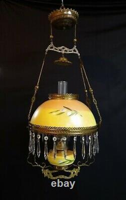 Victorian Ansonia Hanging Library Oil Lamp