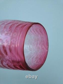 Victorian Antique Cranberry Acid Etched Oil Lamp Shade 4 Inch Fitting