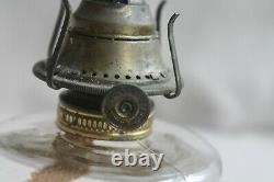Victorian Antique Cranberry Swirl Glass Pull Down Oil Lamp, 1883 Burner