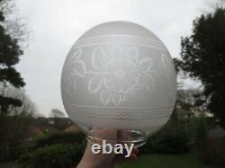 Victorian Antique Crystal Etched Duplex Oil Lamp Shade