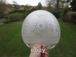 Victorian Antique Crystal Etched Duplex Oil Lamp Shade