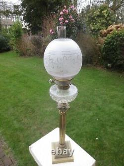 Victorian Antique Crystal Etched Duplex Oil Lamp Shade