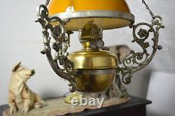 Victorian Antique Duplex Hanging Oil Lamp Shade & Chmney 143a