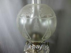 Victorian Antique Hinks Silver Plated Corinthian Column Oil Lamp & Shade 1896