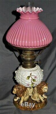 Victorian Antique Miniature Figural Kerosene Oil Lamp Sitting Dog UNDAMAGED