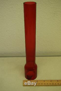 Victorian Antique Old Ruby Red Glass Oil Kerosene Student Gwtw Lamp Part Chimney