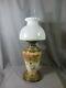 Victorian Antique Pottery Young's Duplex Oil Lamp & Original Shade