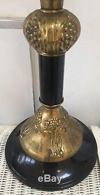 Victorian Art Nouveau Etched Glass Shade Kerosene Paraffin Oil Duplex Lamp Light