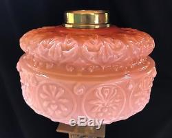 Victorian Art Nouveau Peach Amber Kerosene / Oil Lamp