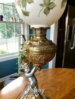 Victorian Banquet Oil Lamp Cherub P & A Royal Converted Electric