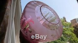 Victorian Beehive Cranberry/ruby Etched Oil Lamp Shade