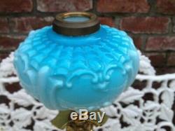 Victorian Blue Glass Oil Lamp Font