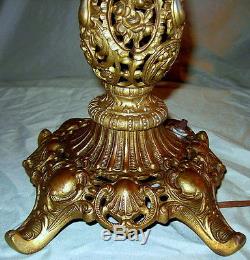 Victorian Brass Cherubs Banquet Parlor Oil Lamp Electrified