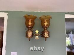 Victorian Brass Converted Oil Lamp Wall Light