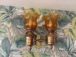 Victorian Brass Converted Oil Lamp Wall Light