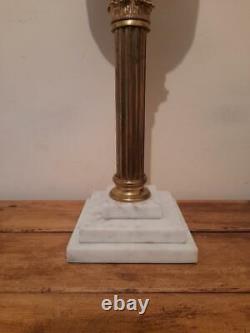 Victorian Brass Corinthian Column Oil Lamp
