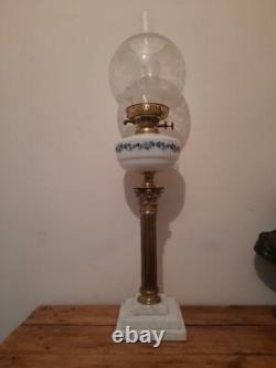 Victorian Brass Corinthian Column Oil Lamp