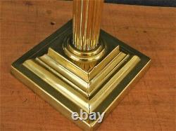 Victorian Brass Corinthian Column Oil Lamp Etched Shade Free Uk Postage