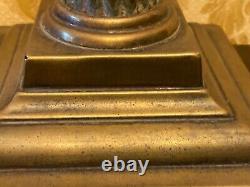 Victorian Brass Corinthian Reeded Column Oil Lamp Base With 3-step Cast Base