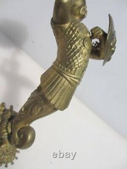 Victorian Brass Gas Wall Light Lamp Antique Old Roman Soldier Greek Knight