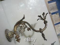 Victorian Brass Gas Wall Light Sconce Lamp Antique Old Gilt PARTS / PROJECT