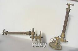 Victorian Brass Gas Wall Lights Lamps Antique Old Ribbed Reeded Georgian