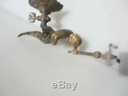 Victorian Brass Gas Wall Lights Lamps French Cherub Antique Old Rococo Pair