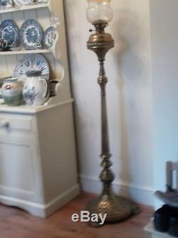 Victorian Brass Oil Lamp Floor Standing
