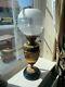 Victorian Brass Oil Lamp of good quality etched glass