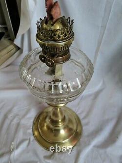 Victorian Brass Oil lamp Heavy base 62cm hight sherwood duplex burners 62cm