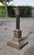 Victorian Brass Stepped Knurled Wood Column Oil Lamp Base