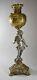 Victorian Brass and Silver Tone Cherub Oil Lamp with Gold Tone Highlights