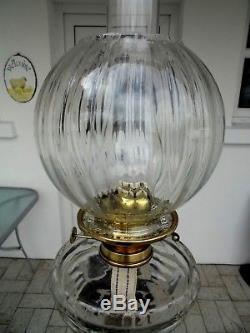 Victorian Clear Cut Glass Twin Duplex Oil Lamp